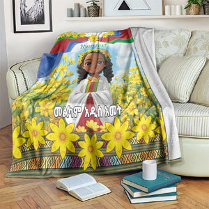 Happy Enkutatash Eritrea Personalized Blanket Beautiful Afro Girl Adey Abeba Flower