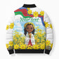 Happy Enkutatash Eritrea Personalized Bomber Puffer Jacket Beautiful Afro Girl Adey Abeba Flower