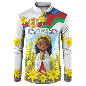 Happy Enkutatash Eritrea Personalized Button Sweatshirt Beautiful Afro Girl Adey Abeba Flower