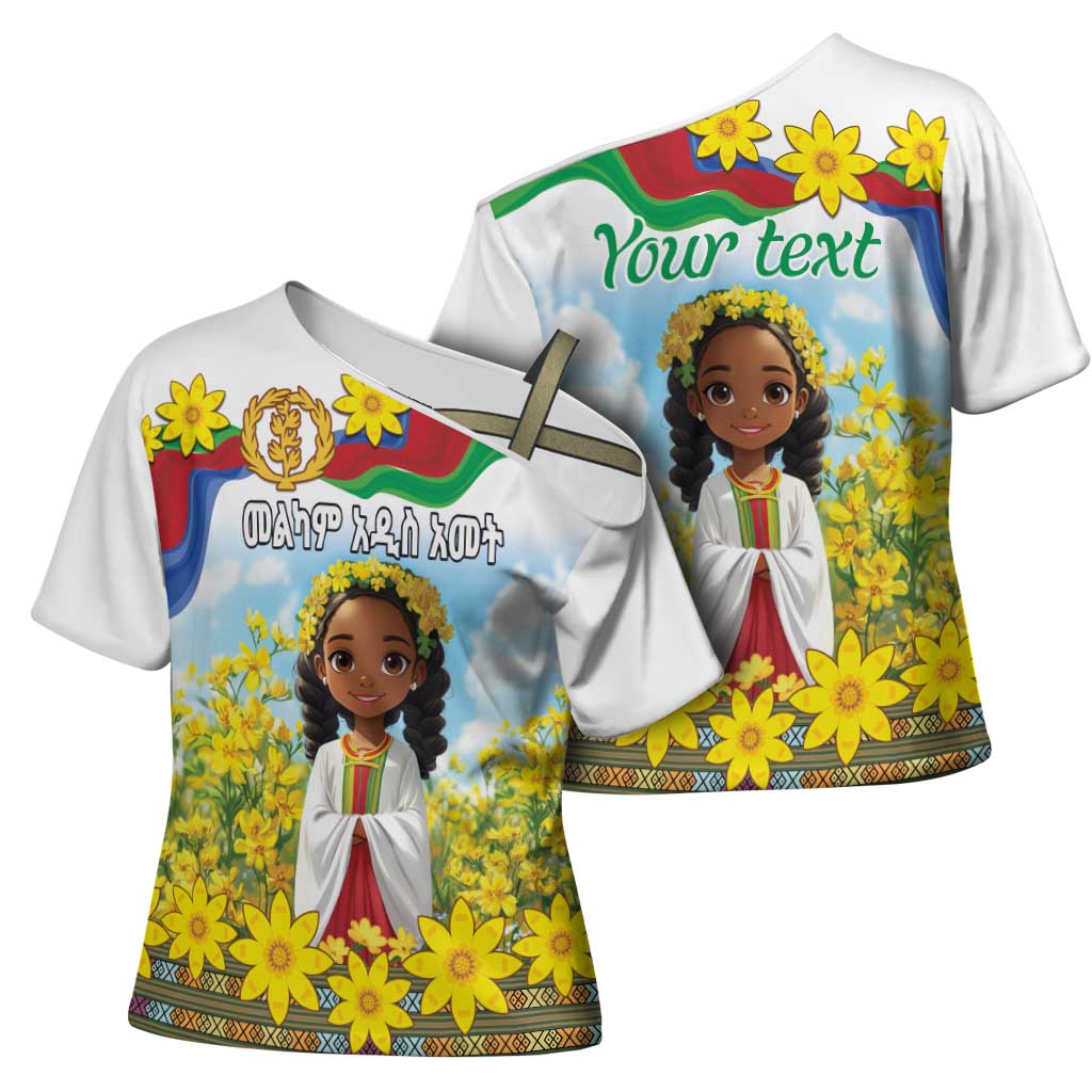 Happy Enkutatash Eritrea Personalized Cross Shoulder Shirt Beautiful Afro Girl Adey Abeba Flower