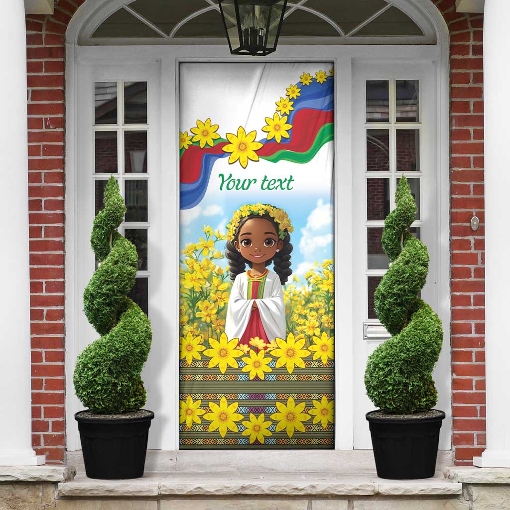 Happy Enkutatash Eritrea Personalized Door Cover Beautiful Afro Girl Adey Abeba Flower