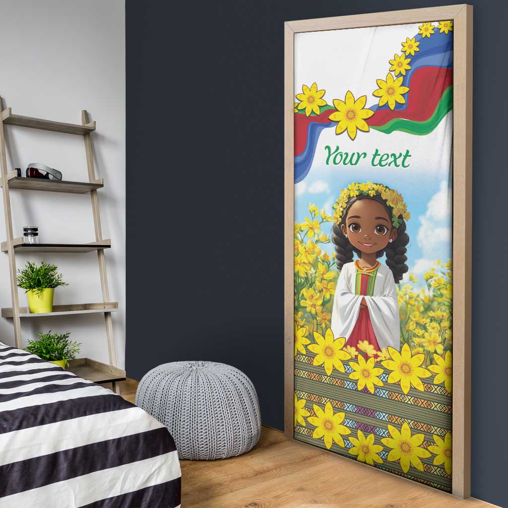 Happy Enkutatash Eritrea Personalized Door Cover Beautiful Afro Girl Adey Abeba Flower