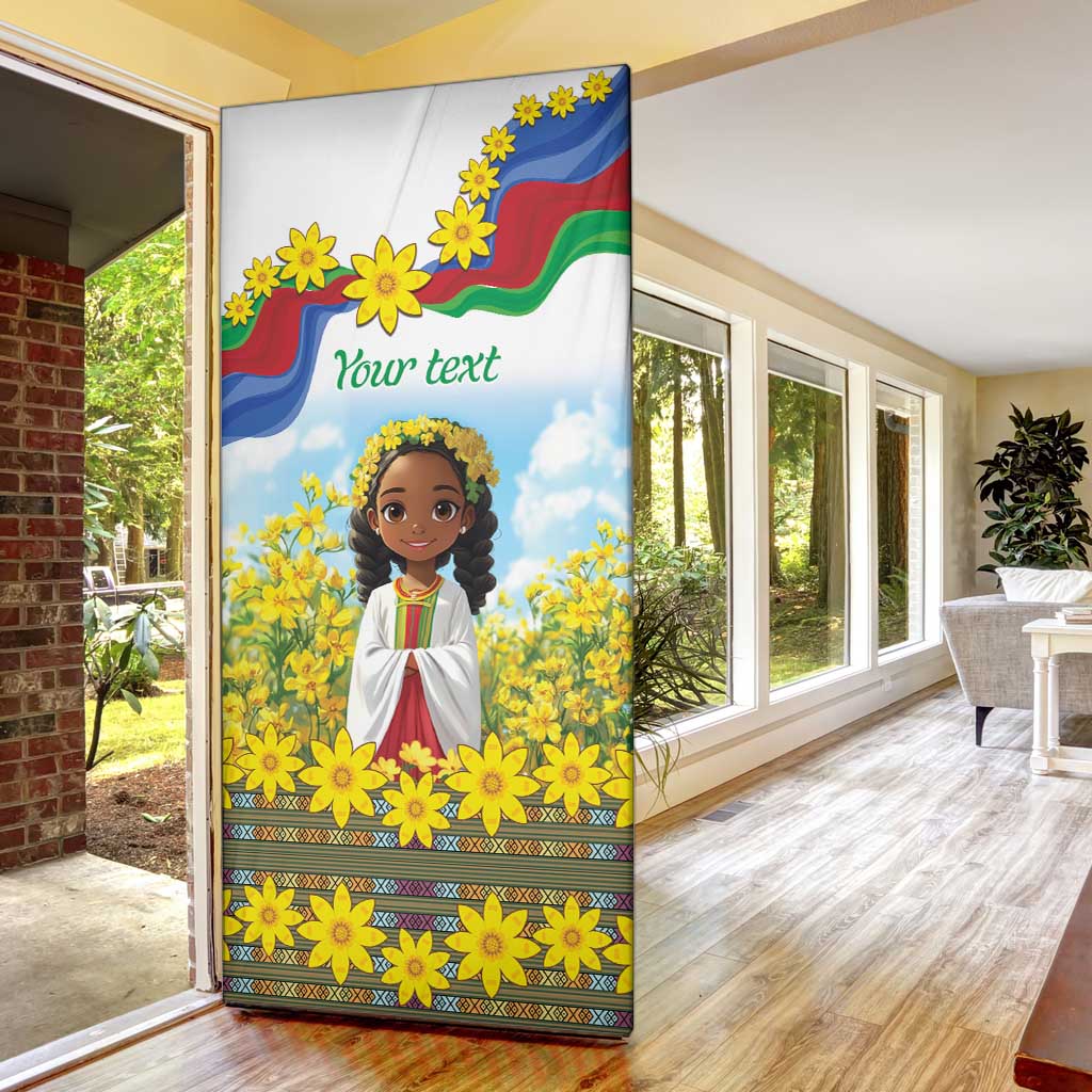 Happy Enkutatash Eritrea Personalized Door Cover Beautiful Afro Girl Adey Abeba Flower