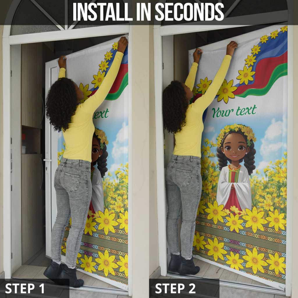 Happy Enkutatash Eritrea Personalized Door Cover Beautiful Afro Girl Adey Abeba Flower