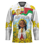 Happy Enkutatash Eritrea Personalized Hockey Jersey Beautiful Afro Girl Adey Abeba Flower