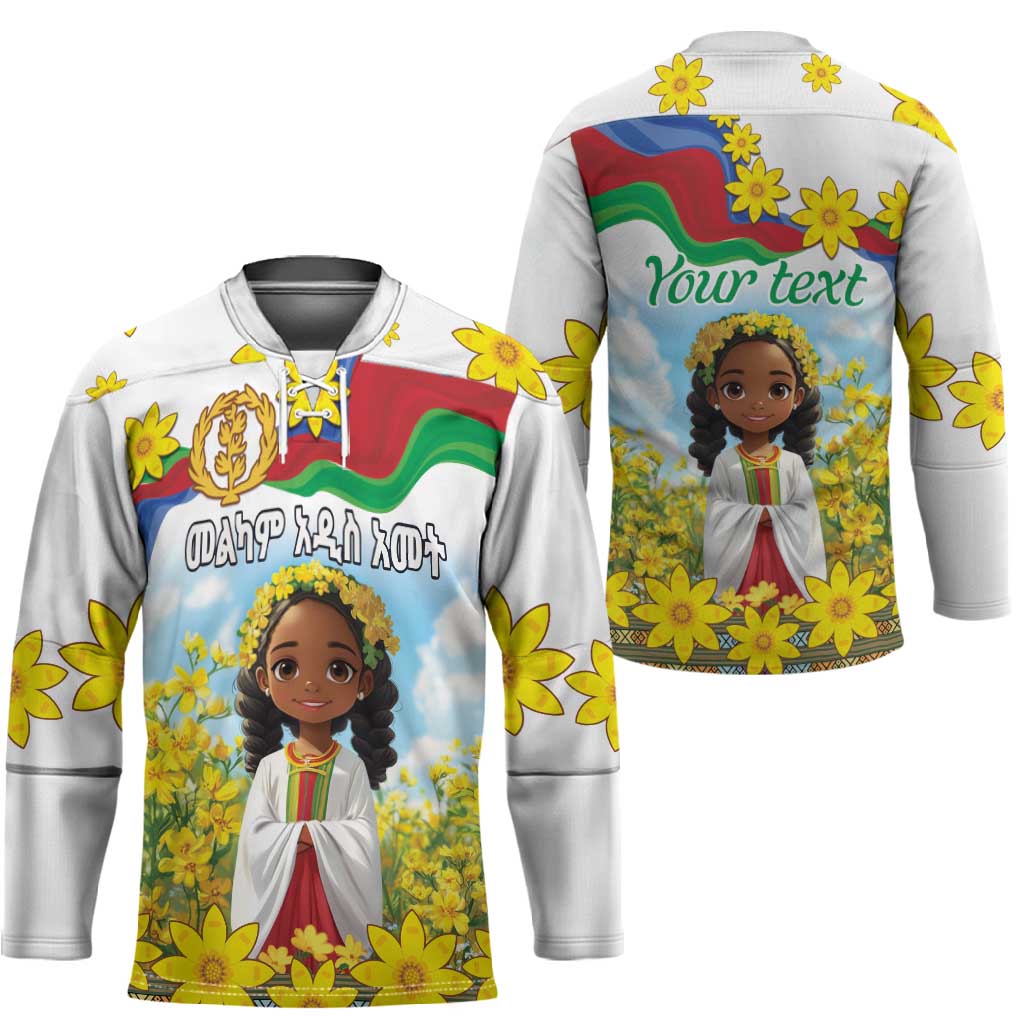 Happy Enkutatash Eritrea Personalized Hockey Jersey Beautiful Afro Girl Adey Abeba Flower