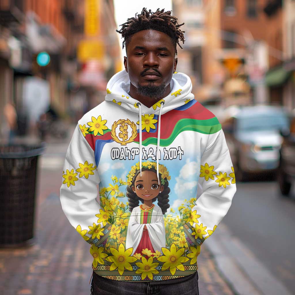 Happy Enkutatash Eritrea Personalized Hoodie Beautiful Afro Girl Adey Abeba Flower