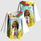 Happy Enkutatash Eritrea Personalized Kimono Sleeve Blouse Beautiful Afro Girl Adey Abeba Flower