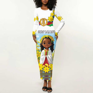 Happy Enkutatash Eritrea Personalized Long Sleeve Bodycon Dress Beautiful Afro Girl Adey Abeba Flower LT9