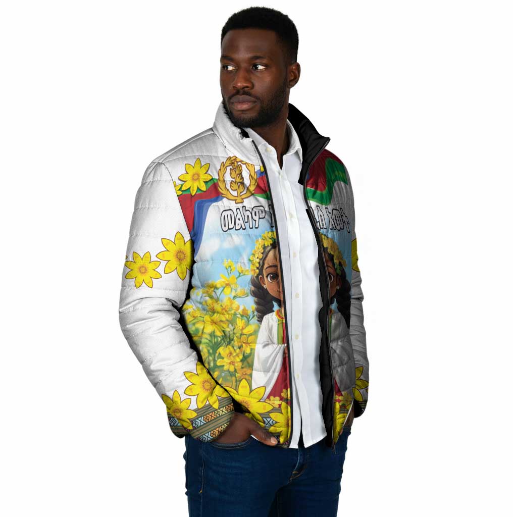 Happy Enkutatash Eritrea Personalized Padded Jacket Beautiful Afro Girl Adey Abeba Flower