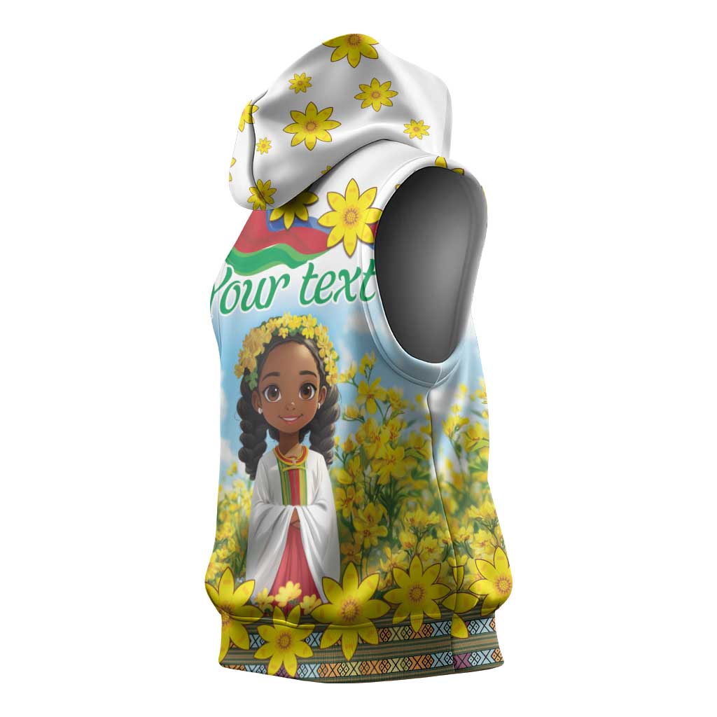 Happy Enkutatash Eritrea Personalized Sleeveless Hoodie Beautiful Afro Girl Adey Abeba Flower - African Pride