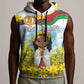 Happy Enkutatash Eritrea Personalized Sleeveless Zip Hoodie Beautiful Afro Girl Adey Abeba Flower - African Pride