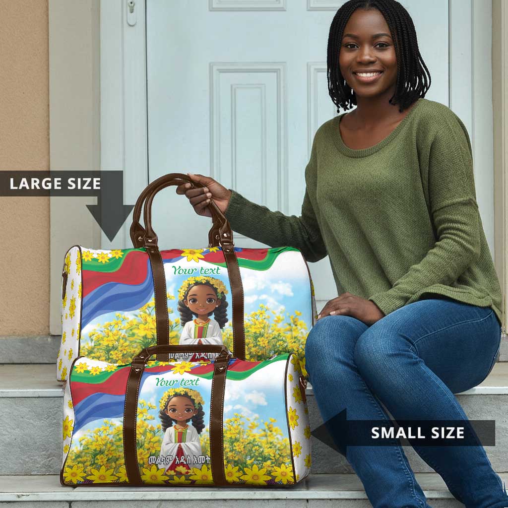 Happy Enkutatash Eritrea Personalized Travel Bag Beautiful Afro Girl Adey Abeba Flower