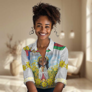 Happy Enkutatash Eritrea Personalized Women Casual Shirt Beautiful Afro Girl Adey Abeba Flower LT9