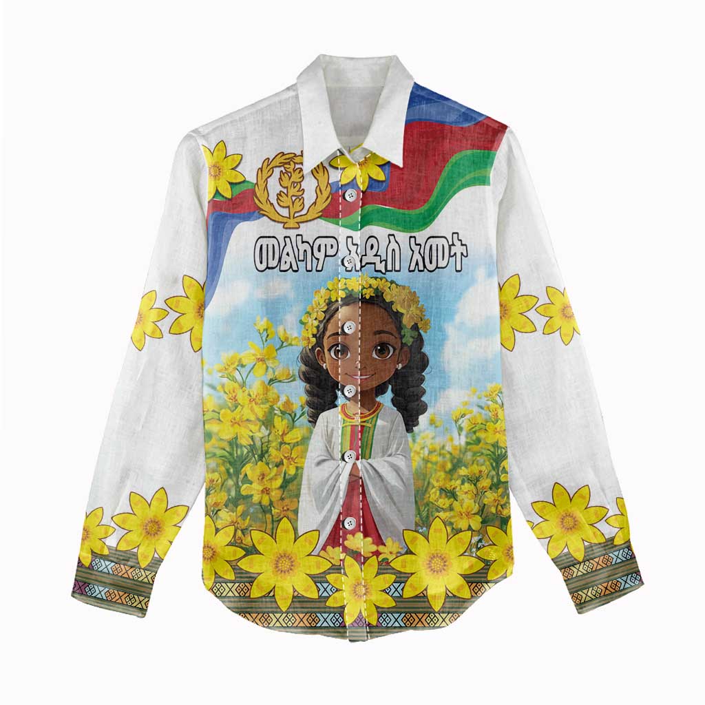 Happy Enkutatash Eritrea Personalized Women Casual Shirt Beautiful Afro Girl Adey Abeba Flower LT9