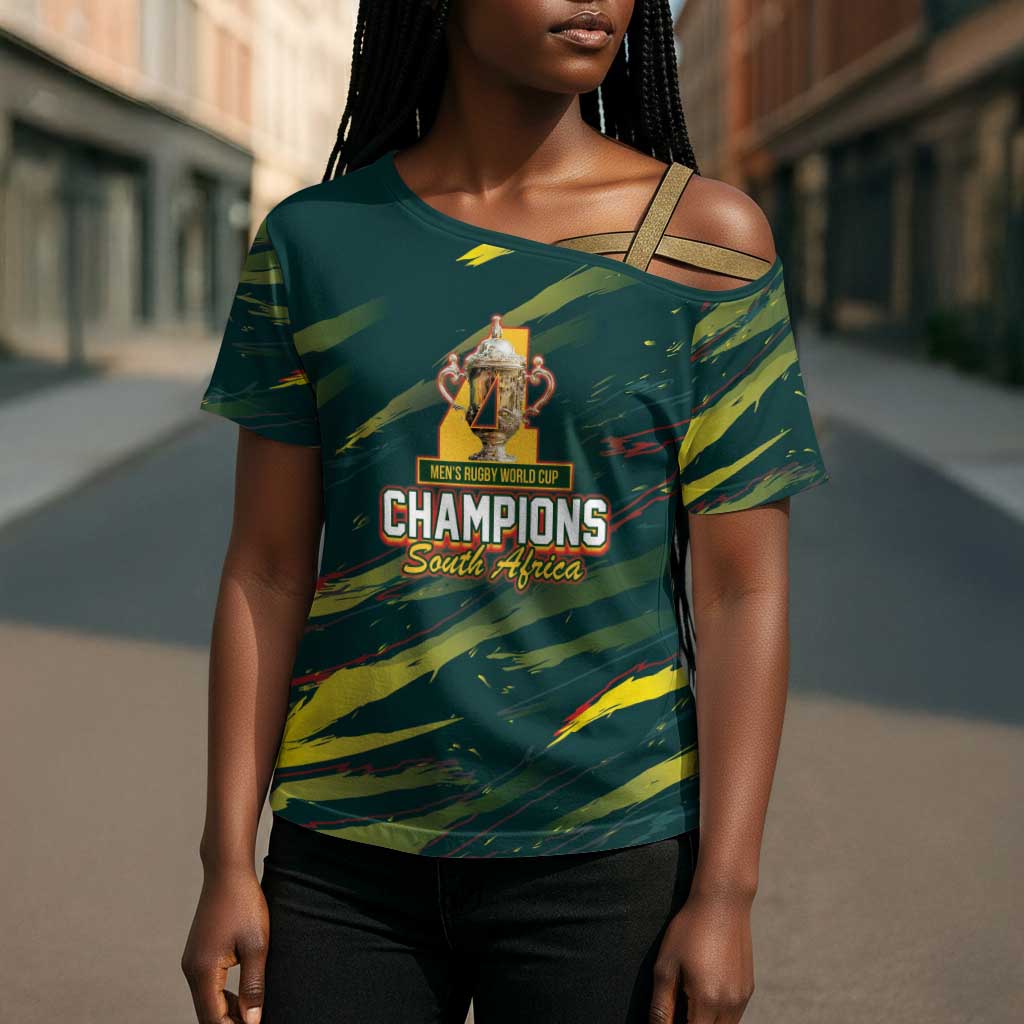 South African Four-time Champions Cross Shoulder Shirt World Rugby Team Springboks