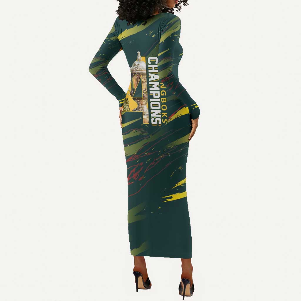 South African Four-time Champions Long Sleeve Bodycon Dress World Rugby Team Springboks