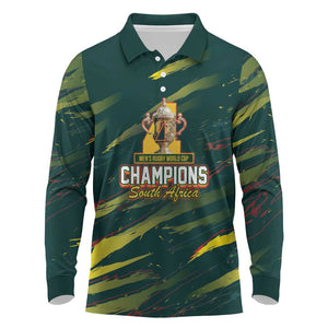 South African Four-time Champions Long Sleeve Polo Shirt World Rugby Team Springboks