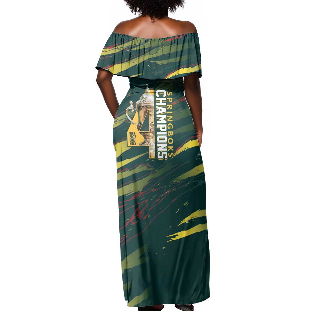 South African Four-time Champions Off Shoulder Maxi Dress World Rugby Team Springboks