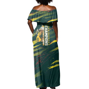 South African Four-time Champions Off Shoulder Maxi Dress World Rugby Team Springboks