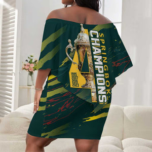 South African Four-time Champions Off Shoulder Short Dress World Rugby Team Springboks