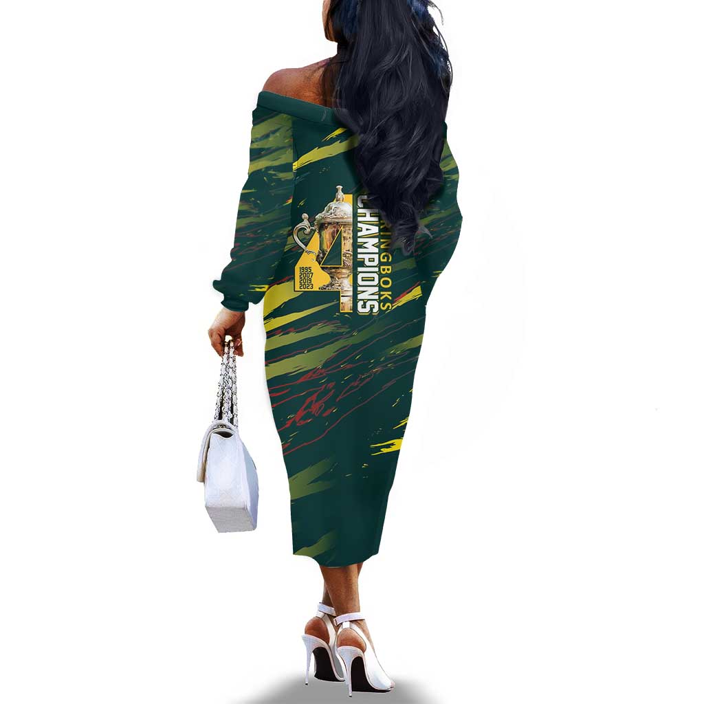 South African Four-time Champions Off The Shoulder Long Sleeve Dress World Rugby Team Springboks