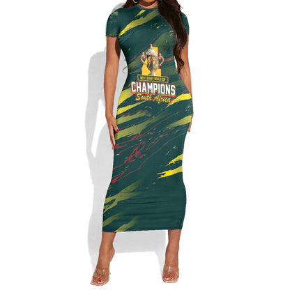 South African Four-time Champions Short Sleeve Bodycon Dress World Rugby Team Springboks