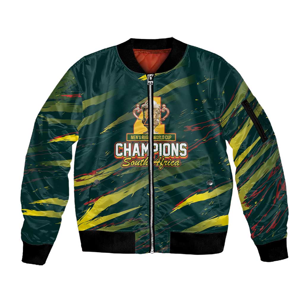 South African Four-time Champions Sleeve Zip Bomber Jacket World Rugby Team Springboks