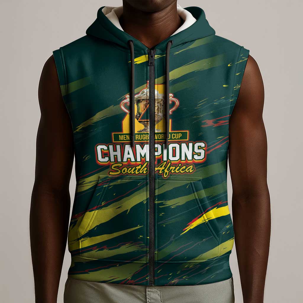 South African Four-time Champions Sleeveless Zip Hoodie World Rugby Team Springboks
