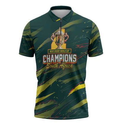 South African Four-time Champions Zipper Polo Shirt World Rugby Team Springboks