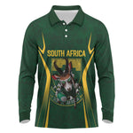 South Africa Rugby National Heritage Custom Long Sleeve Polo Shirt Traditional Ndebele Inspired