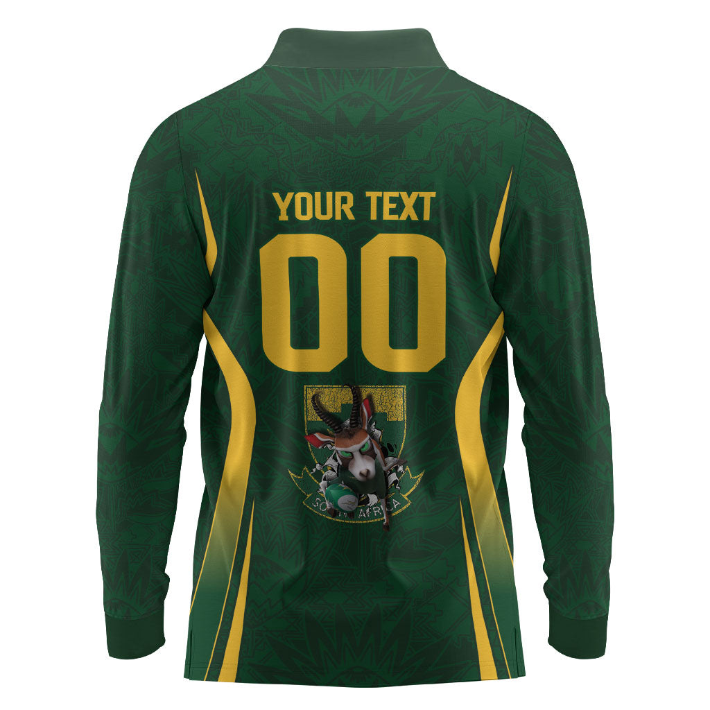 South Africa Rugby National Heritage Custom Long Sleeve Polo Shirt Traditional Ndebele Inspired