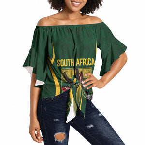 South Africa Rugby National Heritage Custom Off Shoulder Wrap Waist Top Traditional Ndebele Inspired