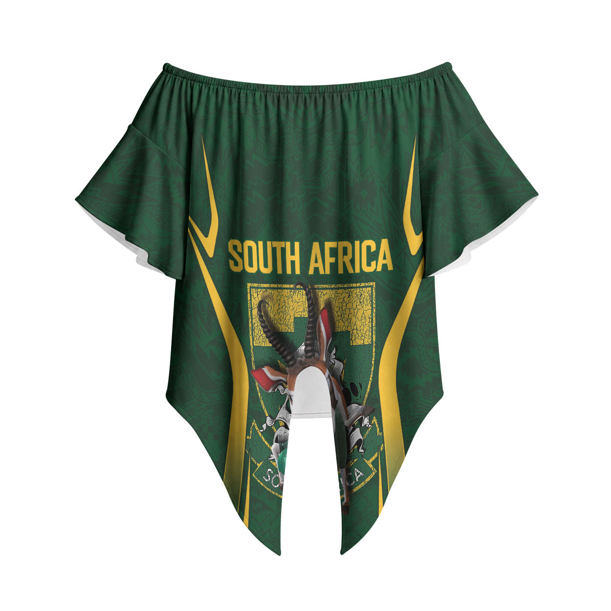 South Africa Rugby National Heritage Custom Off Shoulder Wrap Waist Top Traditional Ndebele Inspired