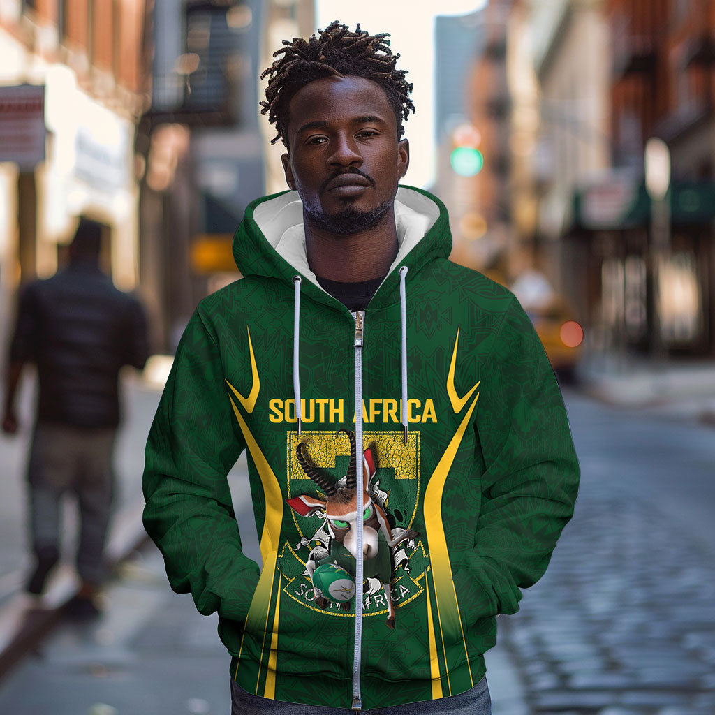 South Africa Rugby National Heritage Custom Zip Hoodie Traditional Ndebele Inspired