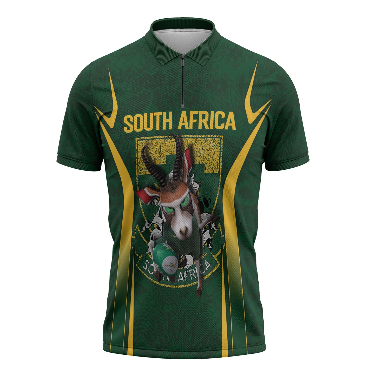 South Africa Rugby National Heritage Custom Zipper Polo Shirt Traditional Ndebele Inspired