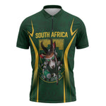 South Africa Rugby National Heritage Custom Zipper Polo Shirt Traditional Ndebele Inspired