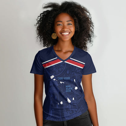 Cape Verde Small Island Big Stage Custom Women V-Neck T-Shirt Guardian of the Atlantic