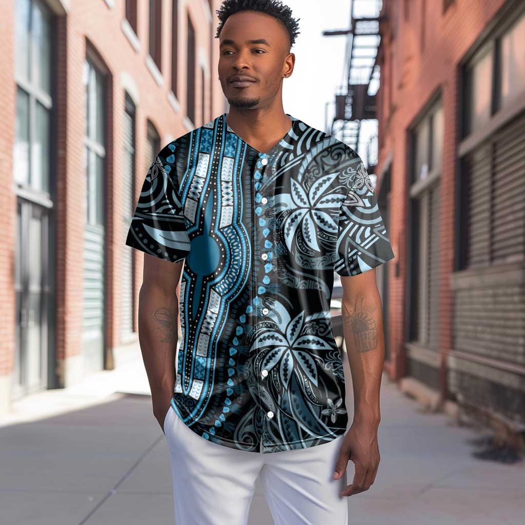 Polynesia Mixed African Dashiki Baseball Jersey Afro-pacific Culture - Blue