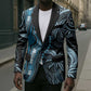 Polynesia Mixed African Dashiki Blazer Afro-pacific Culture - Blue