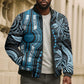 Polynesia Mixed African Dashiki Bomber Puffer Jacket Afro-pacific Culture - Blue