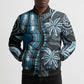 Polynesia Mixed African Dashiki Bomber Puffer Jacket Afro-pacific Culture - Blue