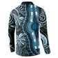Polynesia Mixed African Dashiki Button Sweatshirt Afro-pacific Culture - Blue