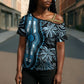 Polynesia Mixed African Dashiki Cross Shoulder Shirt Afro-pacific Culture - Blue