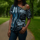 Polynesia Mixed African Dashiki Cross Shoulder Shirt Afro-pacific Culture - Blue