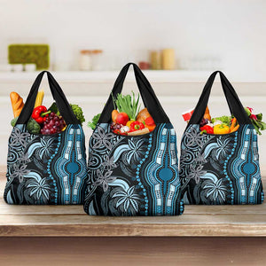 Polynesia Mixed African Dashiki Grocery Bag Afro-pacific Culture - Blue