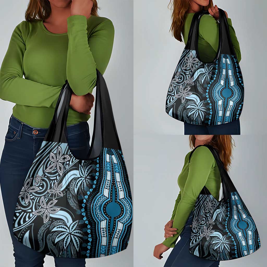 Polynesia Mixed African Dashiki Grocery Bag Afro-pacific Culture - Blue