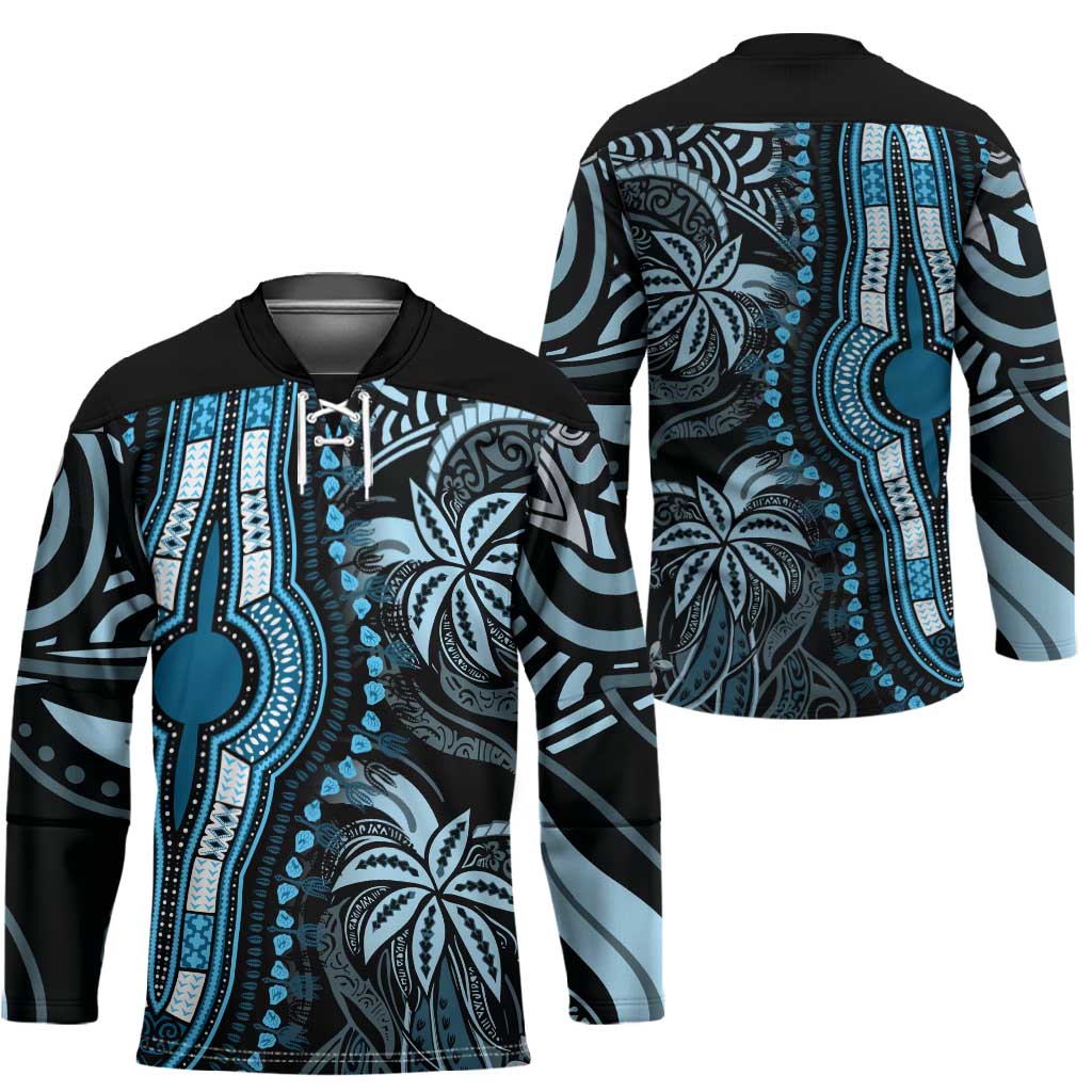 Polynesia Mixed African Dashiki Hockey Jersey Afro-pacific Culture - Blue