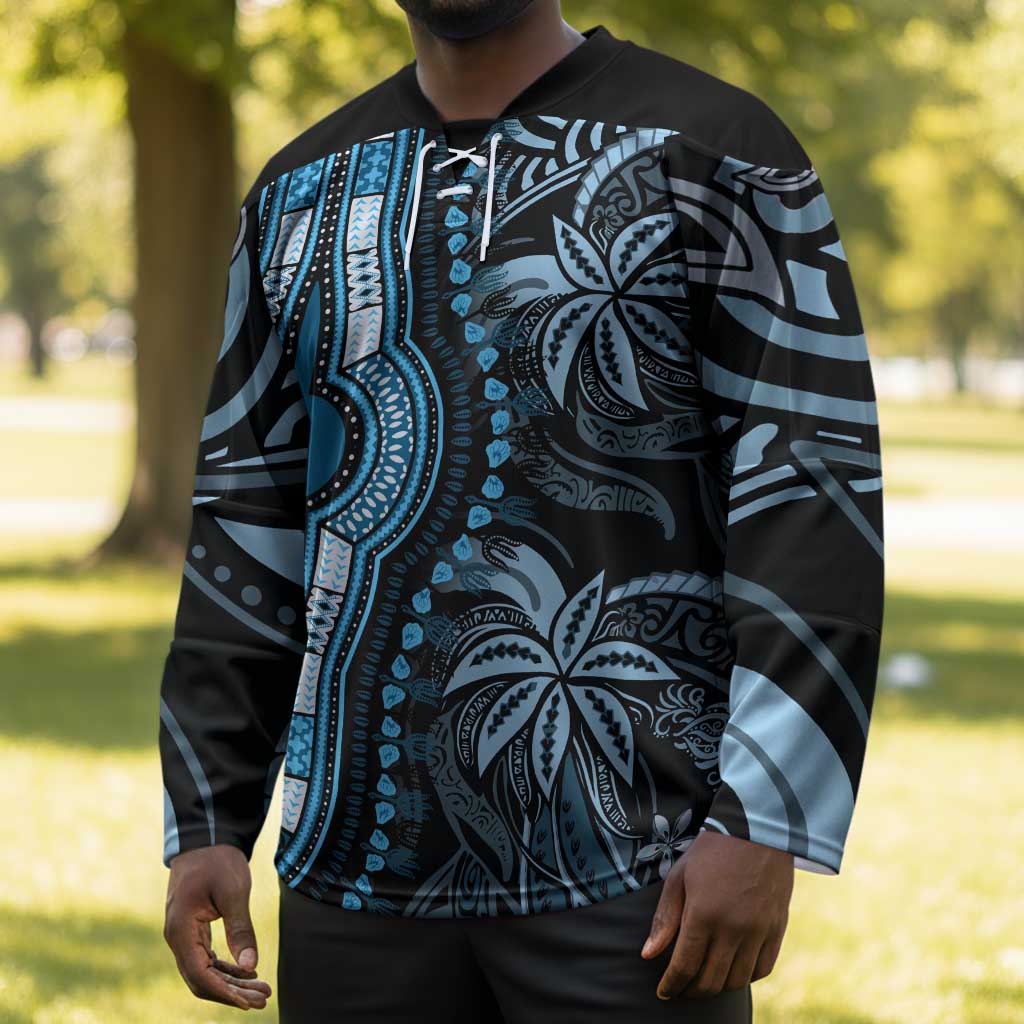 Polynesia Mixed African Dashiki Hockey Jersey Afro-pacific Culture - Blue