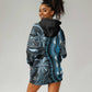 Polynesia Mixed African Dashiki Hoodie Dress Afro-pacific Culture - Blue
